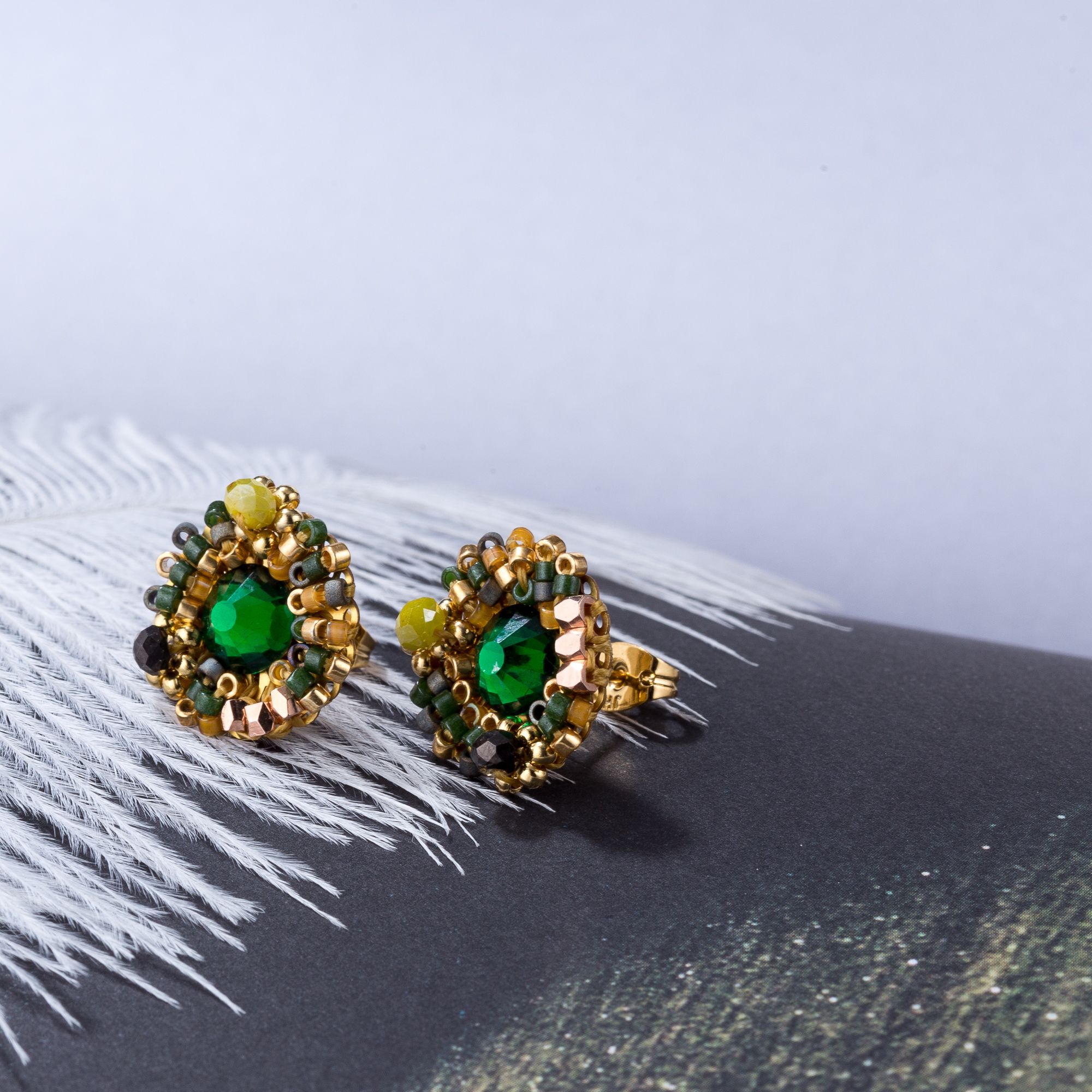 Bohemia 925 silver studs handmade diy glass rice bead earrings Premium holiday wind earrings