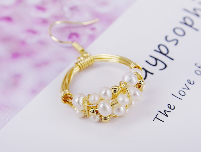 Original Natural Baroque Natural Pearl Hand-Made 14K Gold Injection Thread Silver Hook Earrings Fashion Personality Accessories undefined