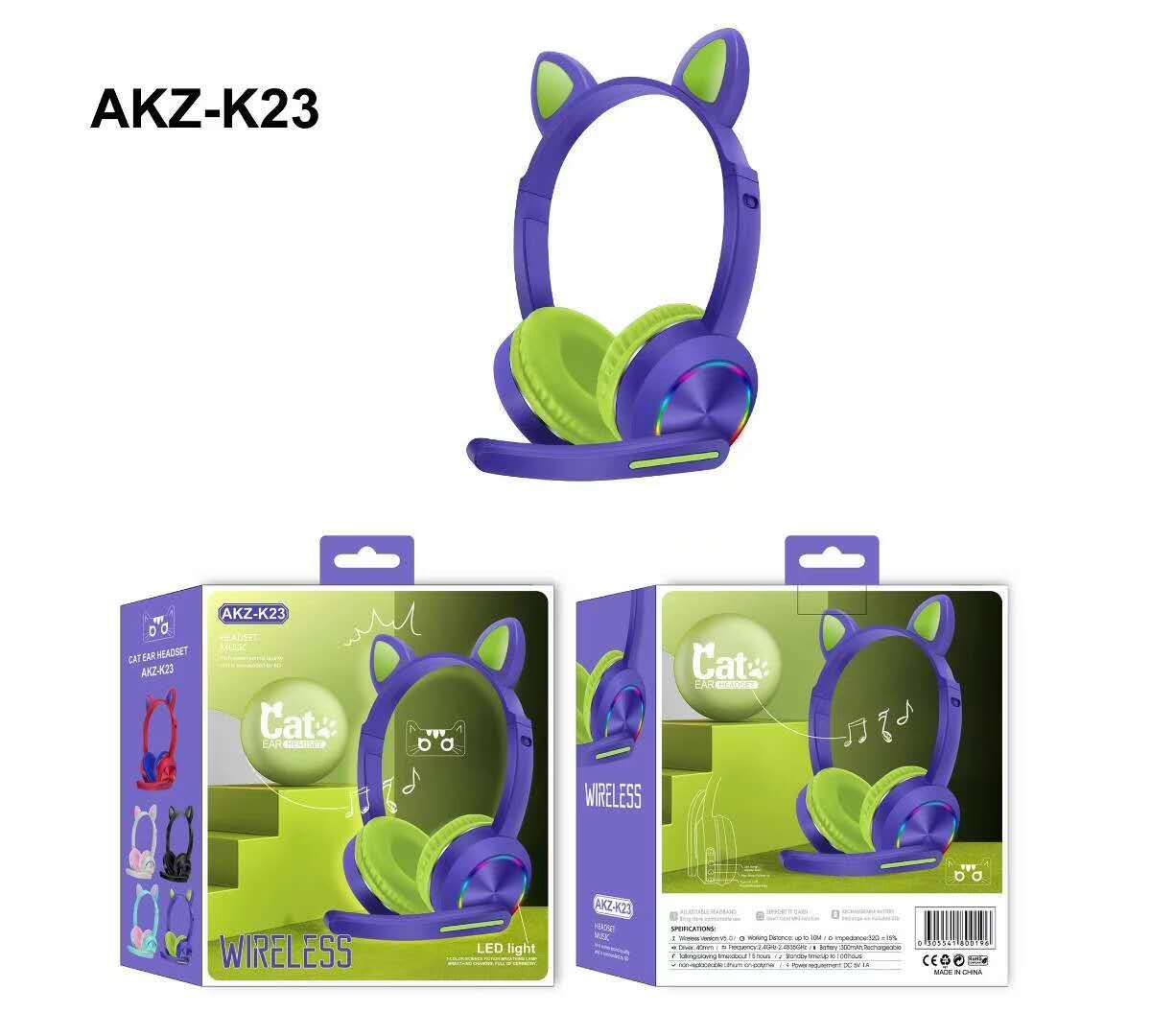 Cat Ear Bluetooth Over-ear K23 Fashionable Headphones undefined