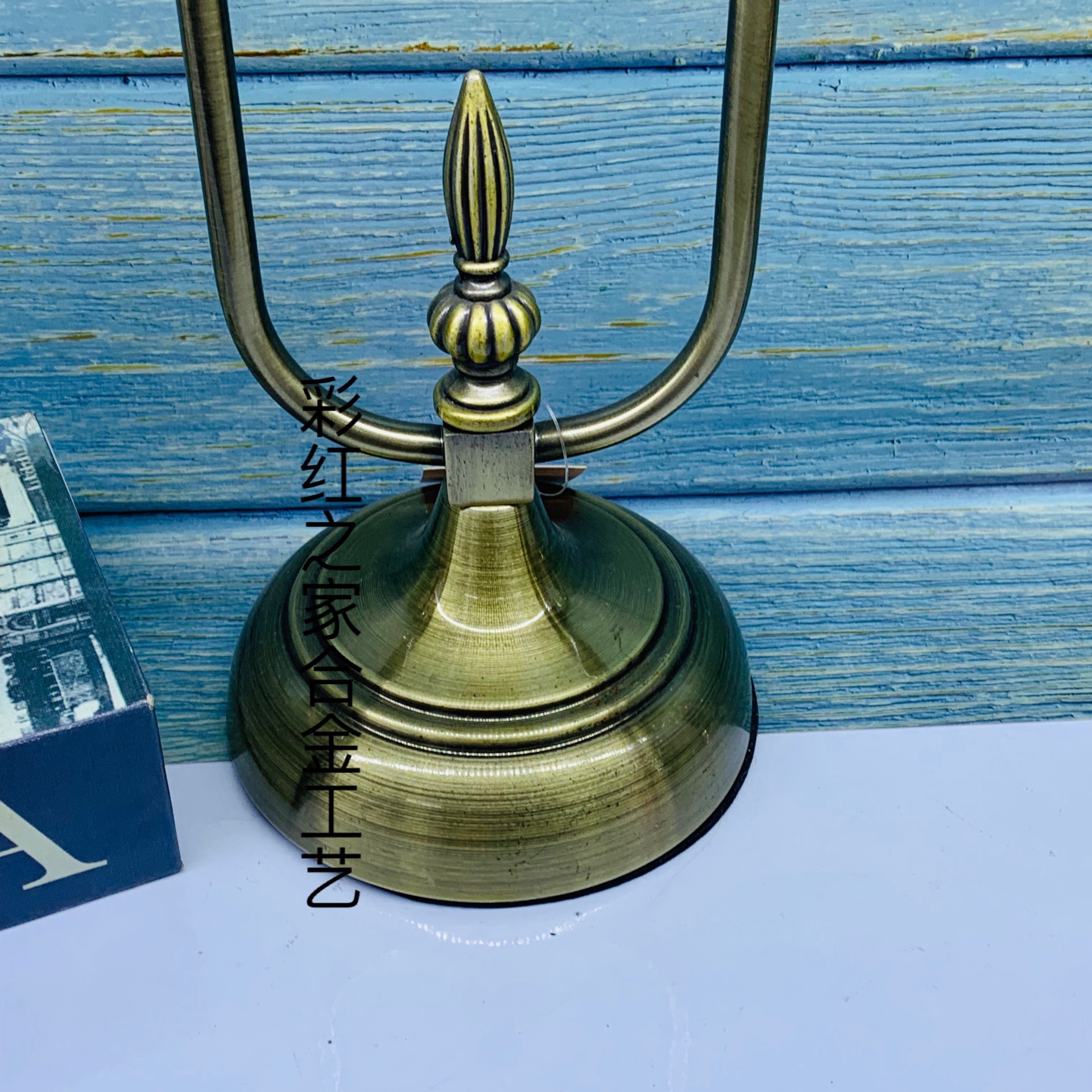 奢华美式餐桌样板房软装饰摆设 欧式餐桌客厅电视柜玻璃金属烛台高42详情图4