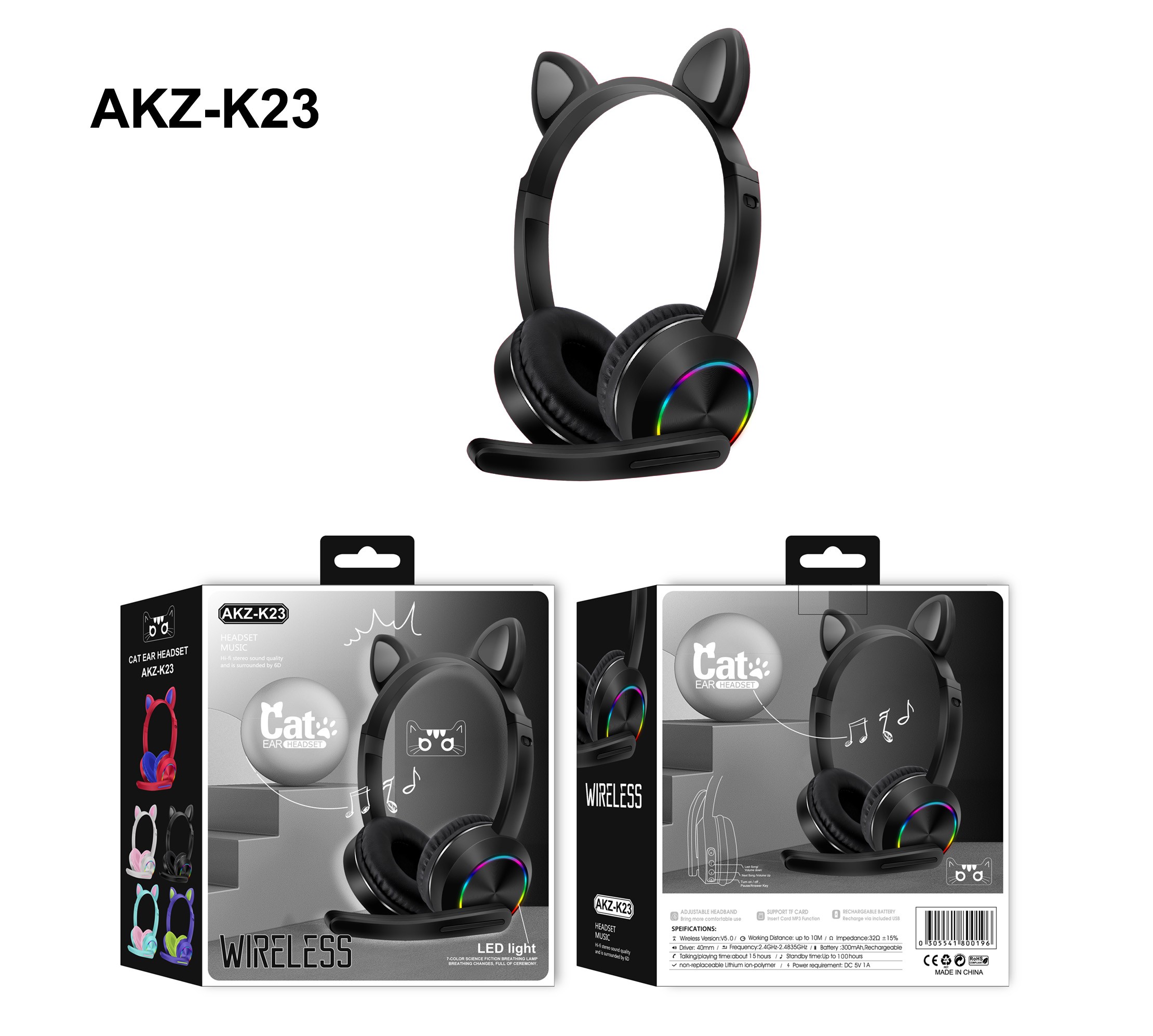 Cat Ear Bluetooth Over-ear K23 Fashionable Headphones detail image 3