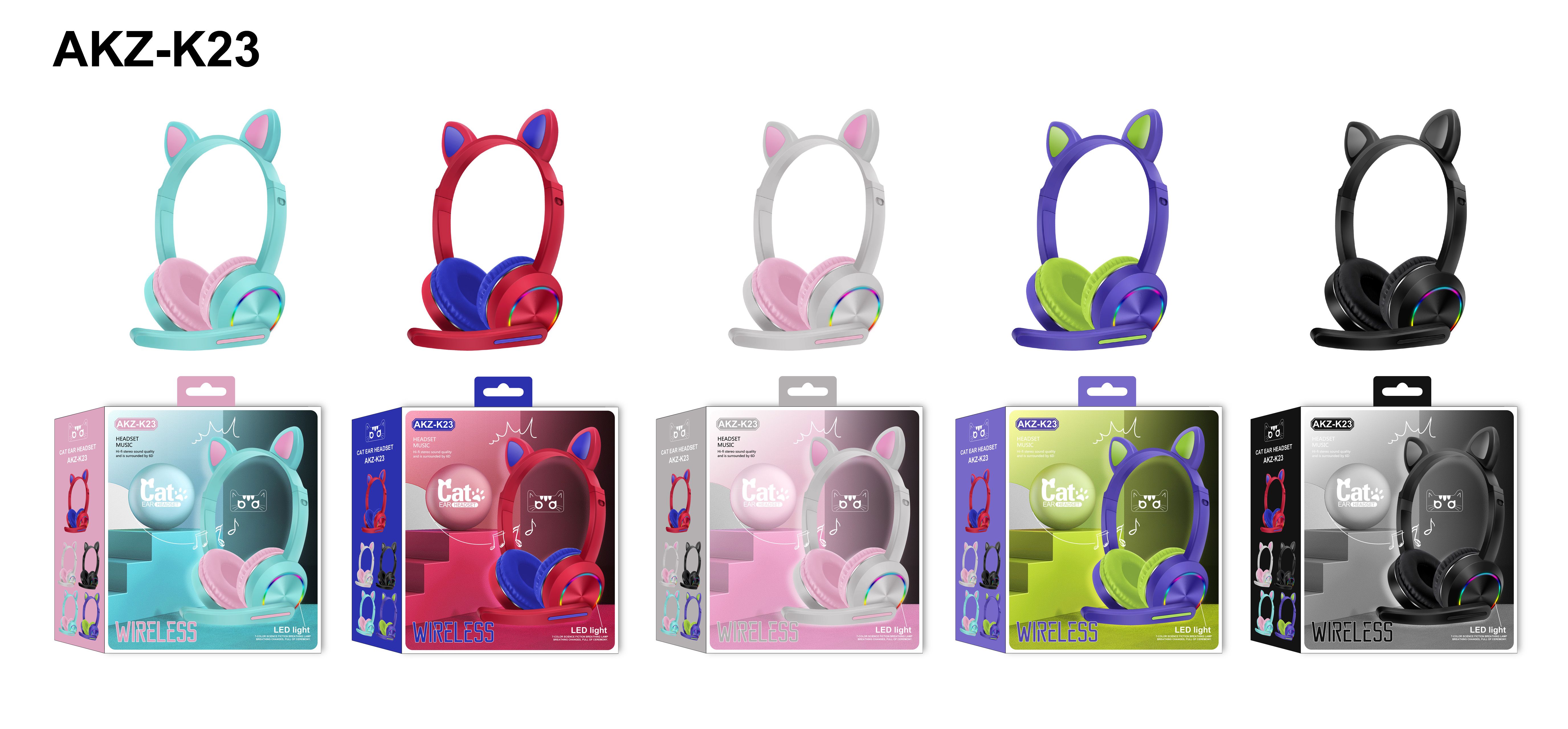 Cat Ear Bluetooth Over-ear K23 Fashionable Headphones details Picture