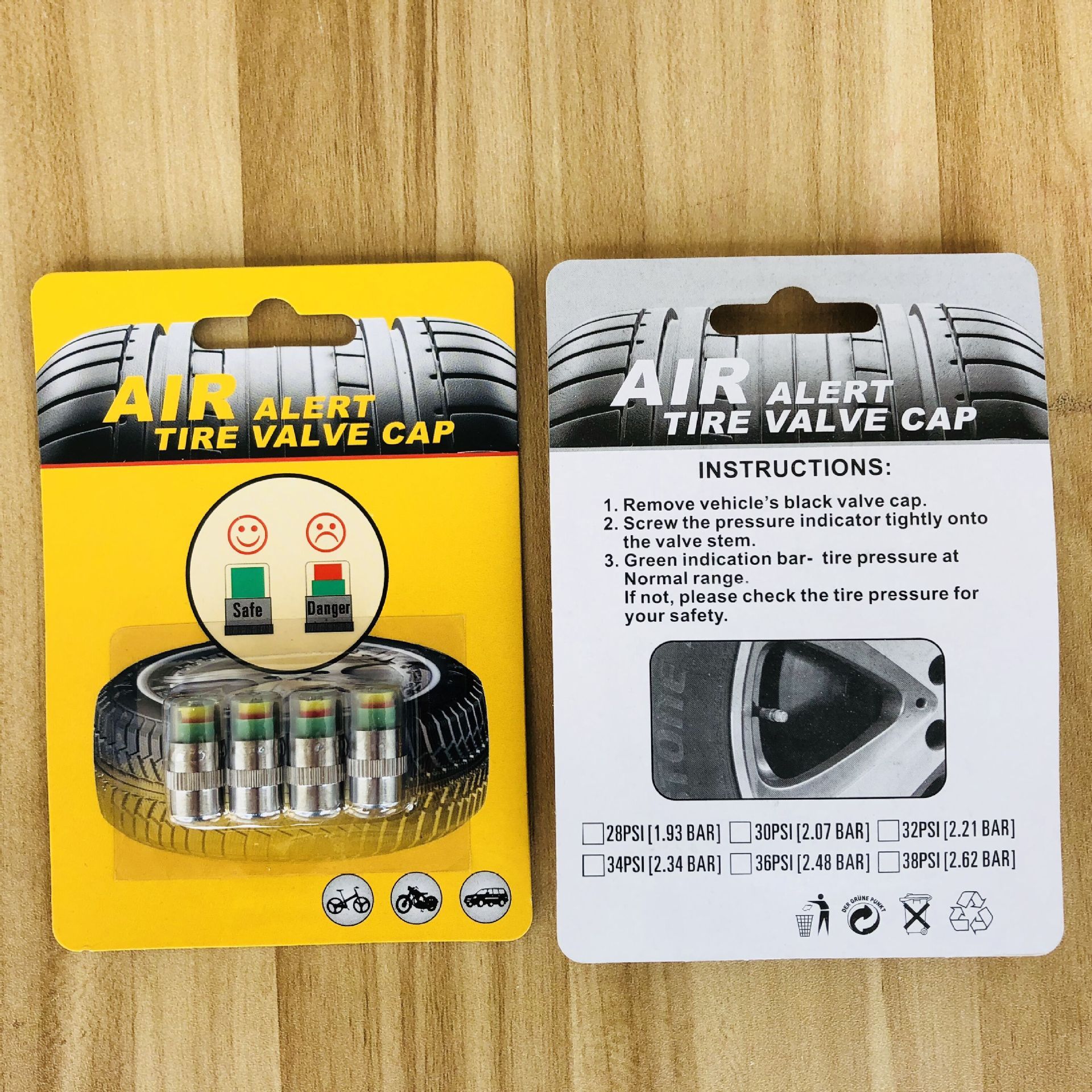 Tire pressure monitor for automobile tire detection warning cap valve nozzle warning cap tire pressure meter all copper core thumbnail
