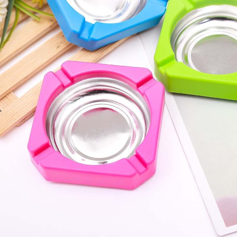 创意塑料金属 时尚多彩塑料烟灰缸详情图4