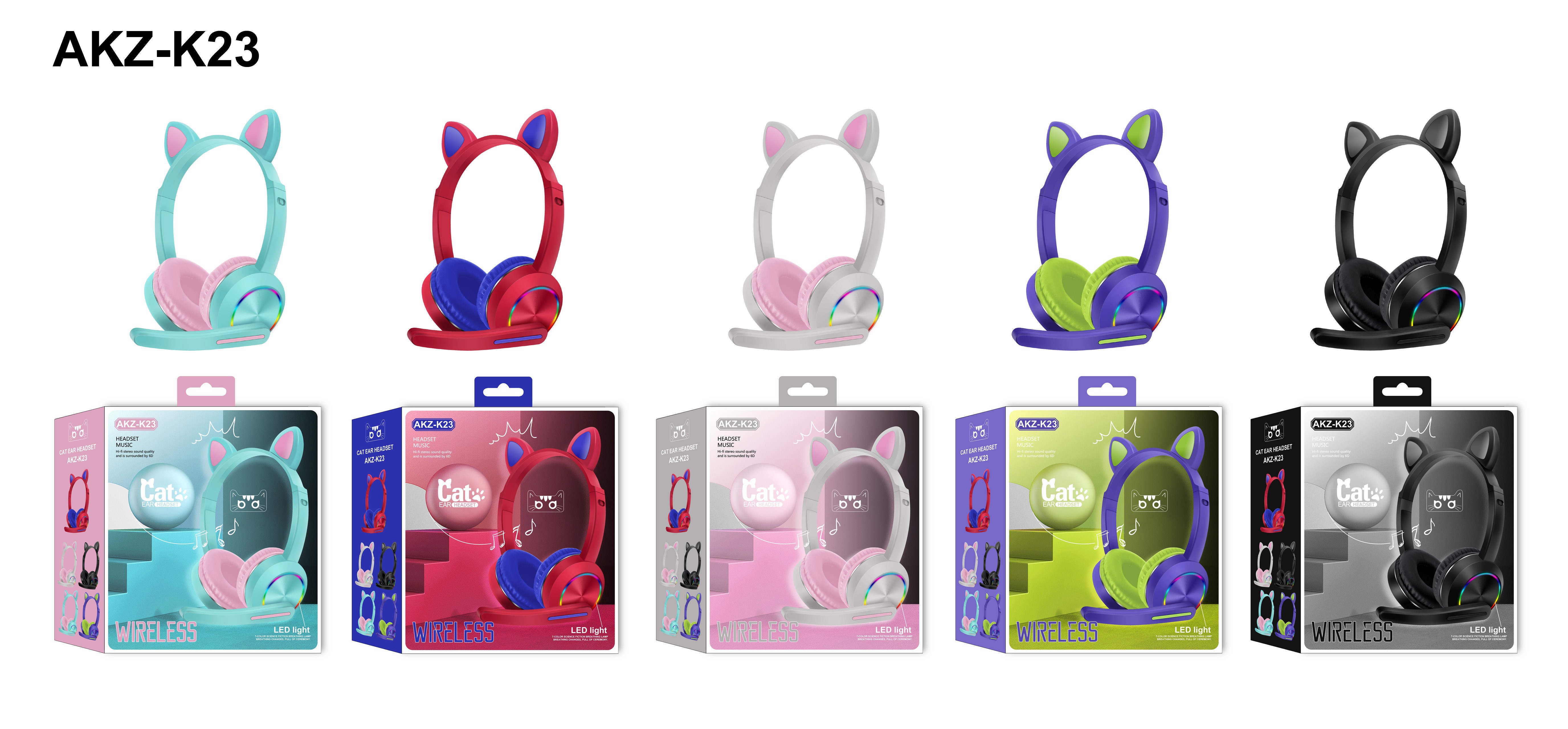 Cat Ear Bluetooth Over-ear K23 Fashionable Headphones detail image 2