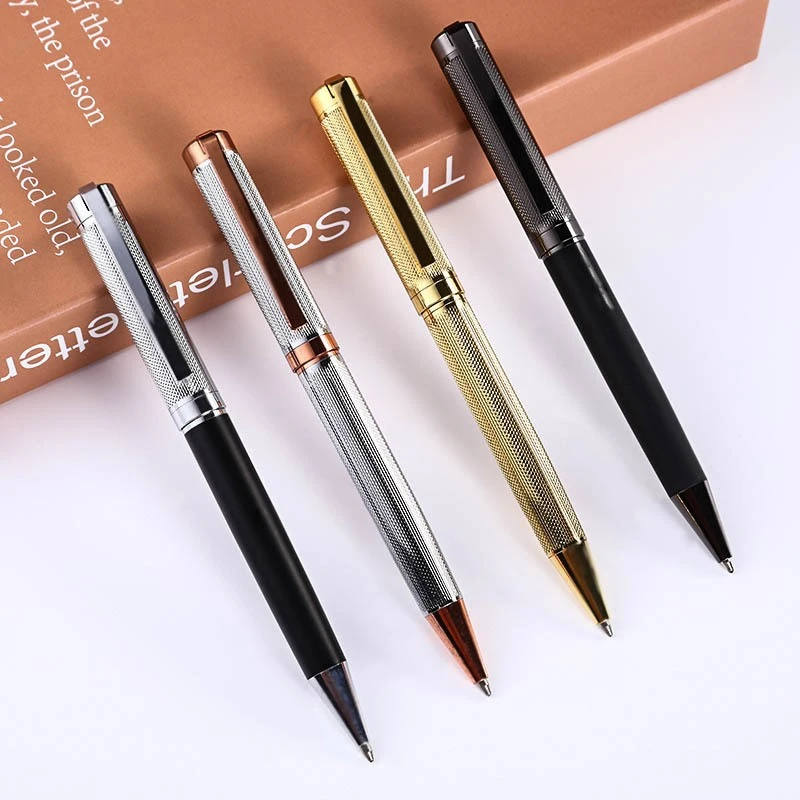 Metal ballpoint pen, brushed and engraved copper rod, advertising pen, gift pen, customized logo detail image 1