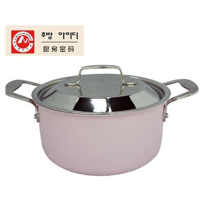 Korean original imported three-layer stainless steel double-handled soup pot, green, beige, pink, 20cm (color can be noted for selection) Application Scenario