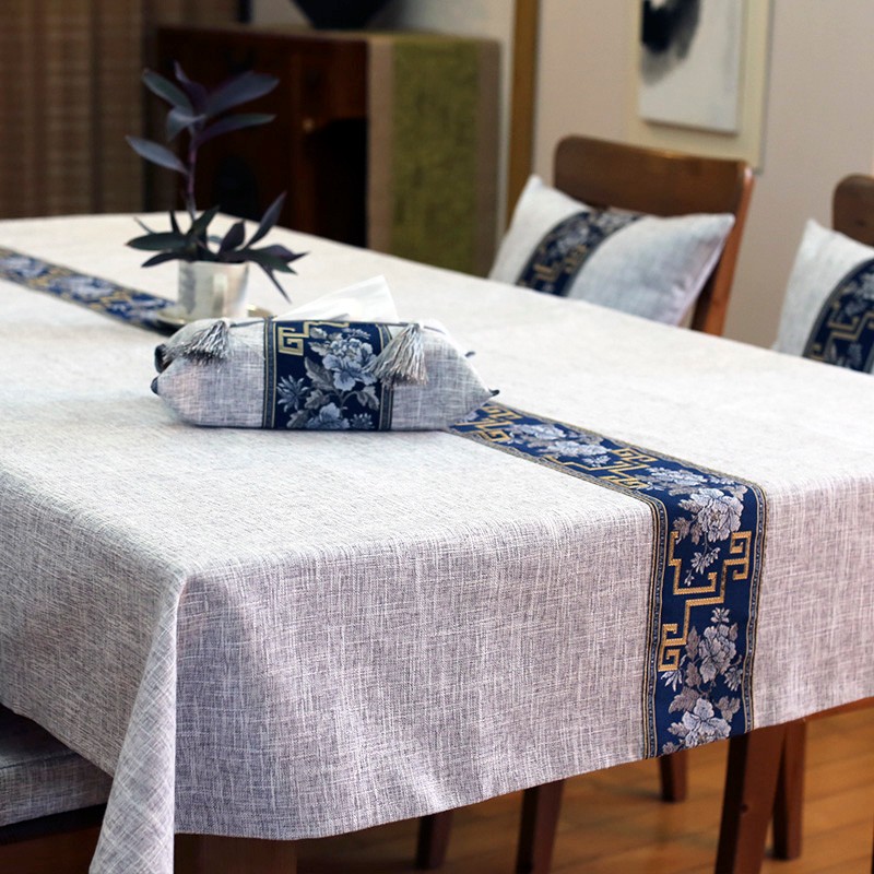 红木餐桌桌布中式禅意茶几布布艺长方形复古新中式中国风实木家具桌布详情图3