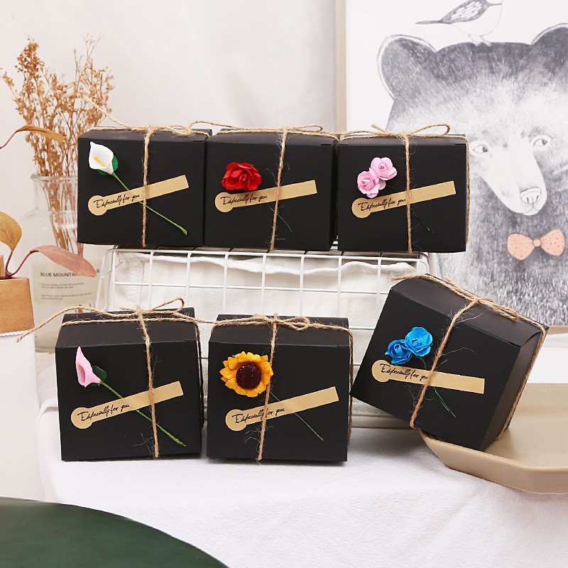 New Creative Simple Kraft Paper Diy Stickers Christmas Flower Apple Gift Box Christmas Eve Apple Box Packaging Box details Picture