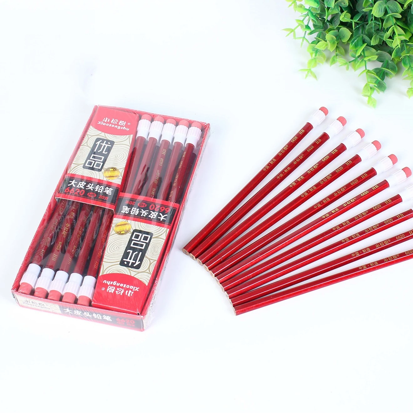 20 Shiny Red large-tipped pencils of the Little Pine Tree HB HJ6620 detail image 2