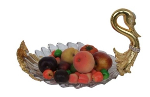 Jindian Explosion European High-Grade Crystal Swan Glass Fruit Tray Living Room Table Decoration Luxury Fruit Tray Light Luxury Soft Decoration Dry Fruit Tray full figure