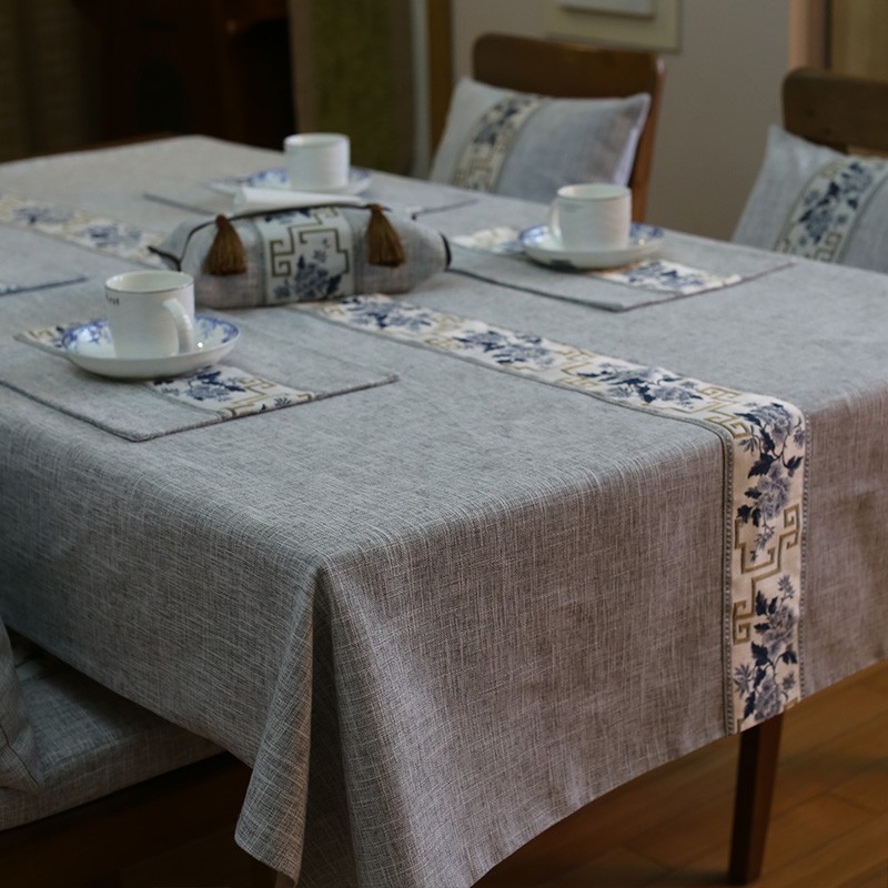 红木餐桌桌布中式禅意茶几布布艺长方形复古新中式中国风实木家具桌布详情图2