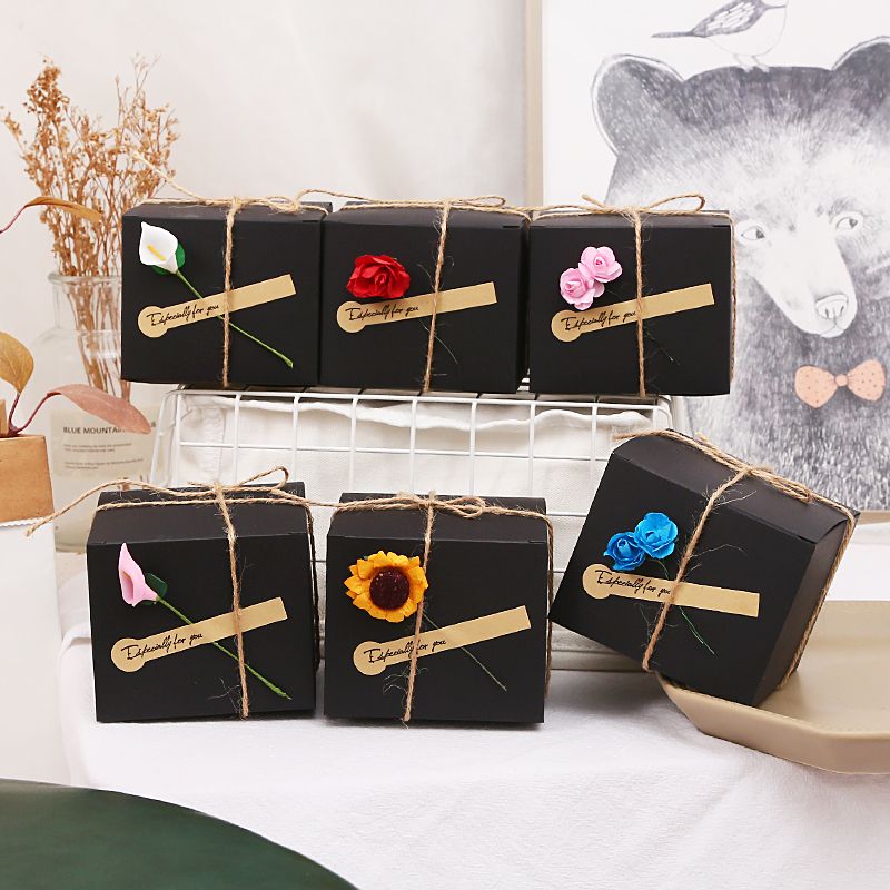 New Creative Simple Kraft Paper Diy Stickers Christmas Flower Apple Gift Box Christmas Eve Apple Box Packaging Box Specification drawing