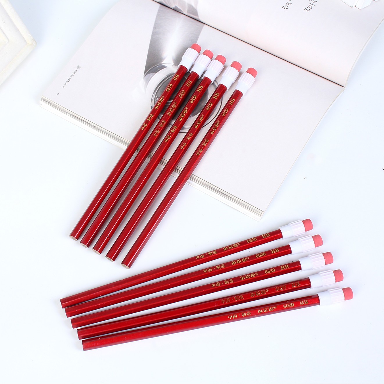 20 Shiny Red large-tipped pencils of the Little Pine Tree HB HJ6620 detail image 1