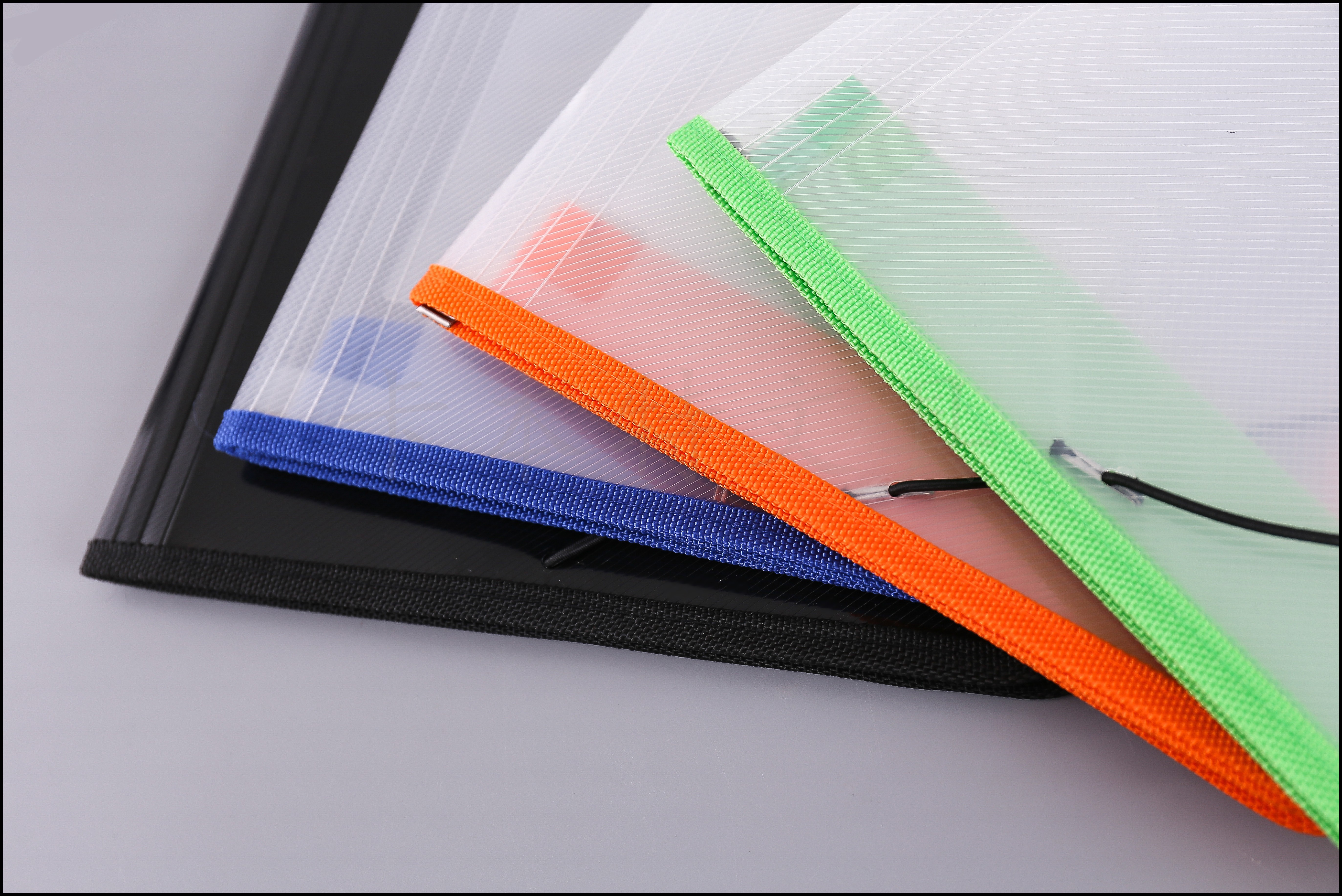 A4透明绑带文件包 办公资料包 混色包边分类收纳包 自产自销详情5