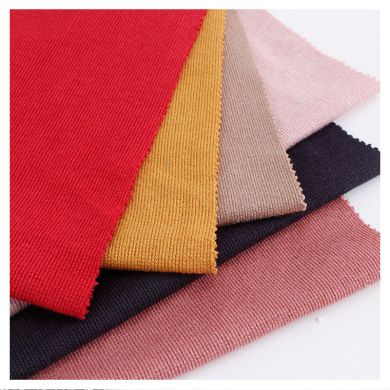 Weft ribbed fabric double-sided cotton-polyester dyed T-shirt casual wear knitted fabric modern dress pants fabric Application Scenario