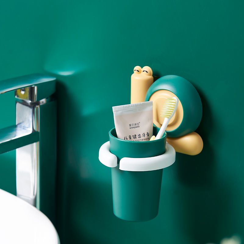 Children's toothbrush holder, non-perforated toothbrush storage rack, cartoon cute toothbrush holder, wall-mounted bathroom washbasin cup holder 44Z71E Specification drawing