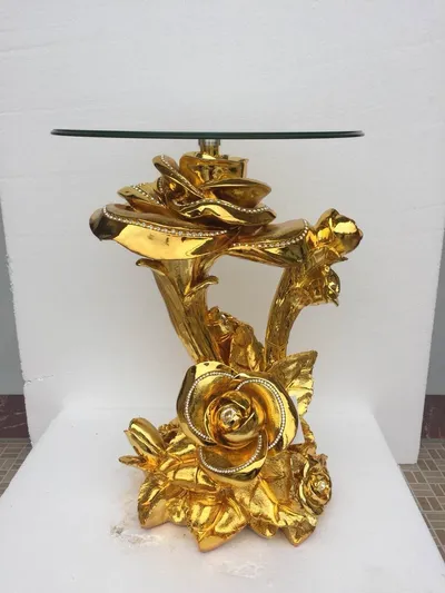 European Classic Luxury High-End Indoor Flower Racks Electric Gold-Plated Living Room Tv Cabinet On The Floor