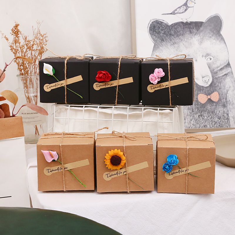 New Creative Simple Kraft Paper Diy Stickers Christmas Flower Apple Gift Box Christmas Eve Apple Box Packaging Box details Picture