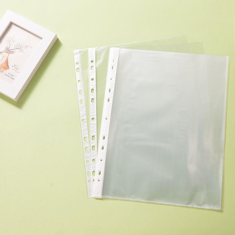 厂家直销4丝A4格纹11孔袋收纳活页文件袋插页袋档案保护套白条袋产品图