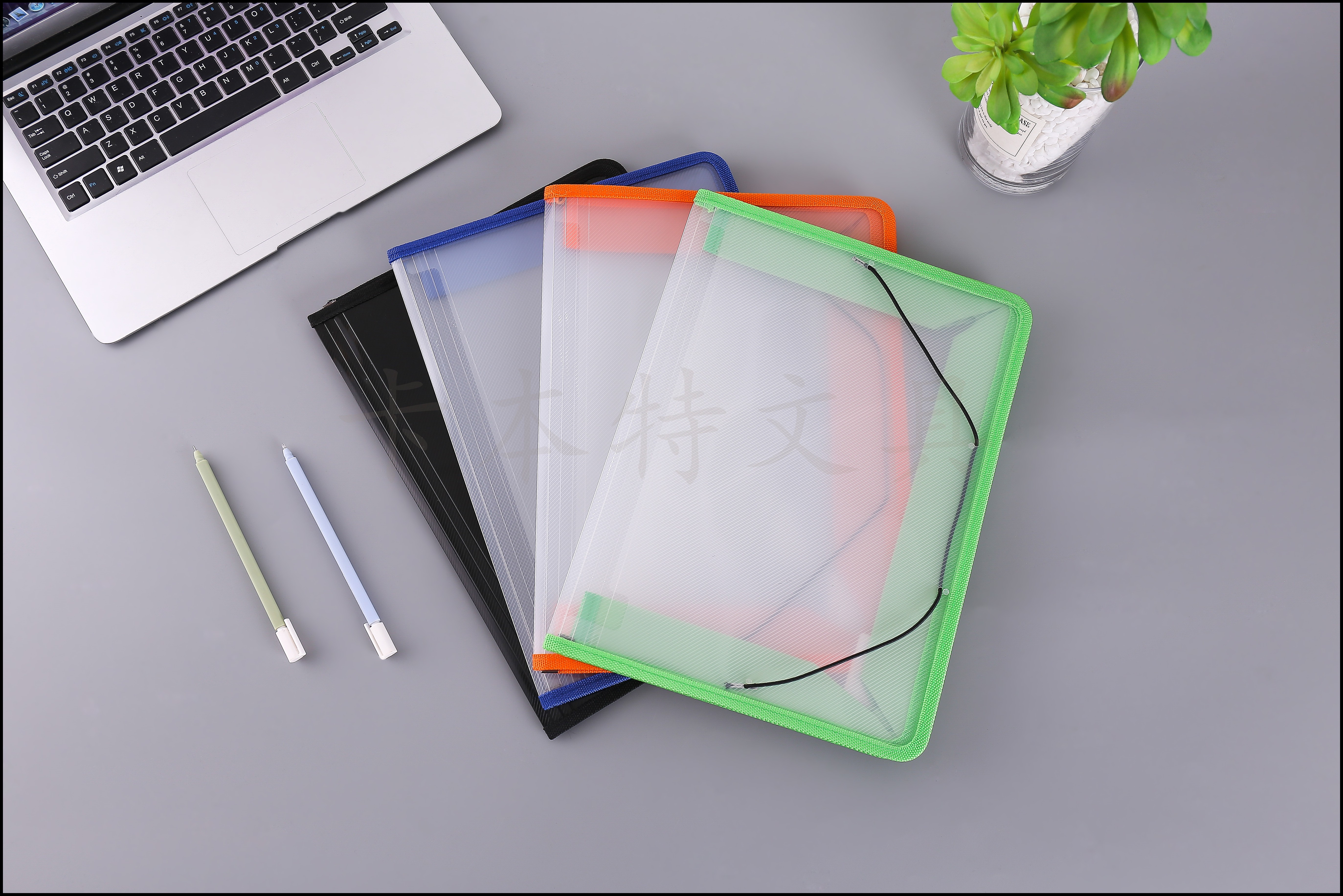 A4透明绑带文件包 办公资料包 混色包边分类收纳包 自产自销详情9