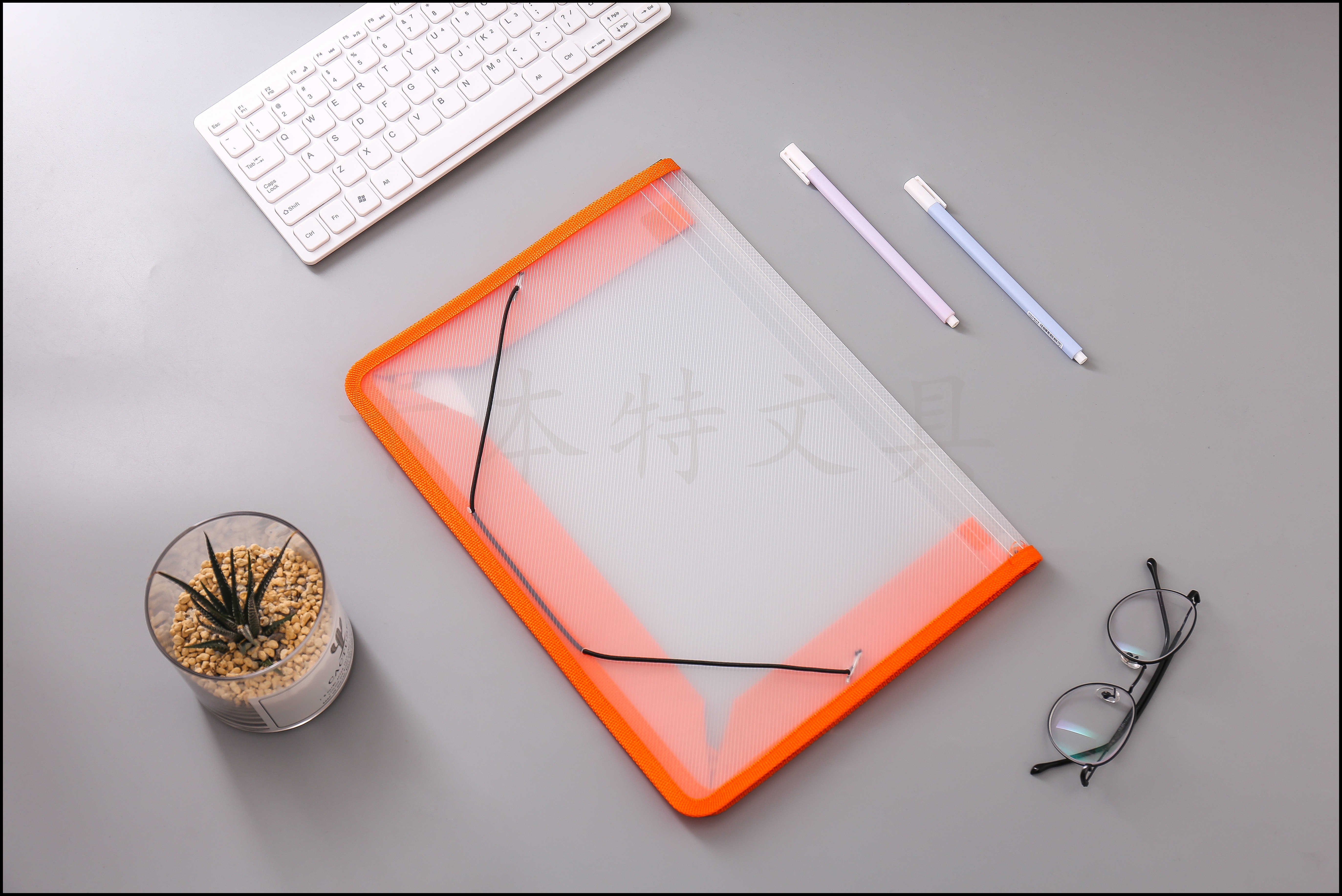 A4透明绑带文件包 办公资料包 混色包边分类收纳包 自产自销详情1