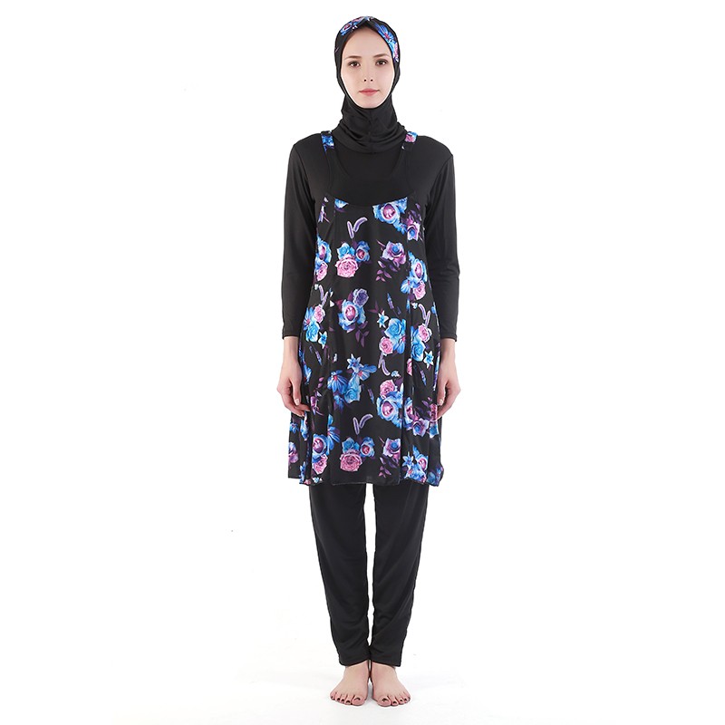 诗淇浴新款中东泳衣女保守遮肉防晒回族穆斯林泳装四件套Muslim批发长袖长裤游泳衣厂家直销详情2