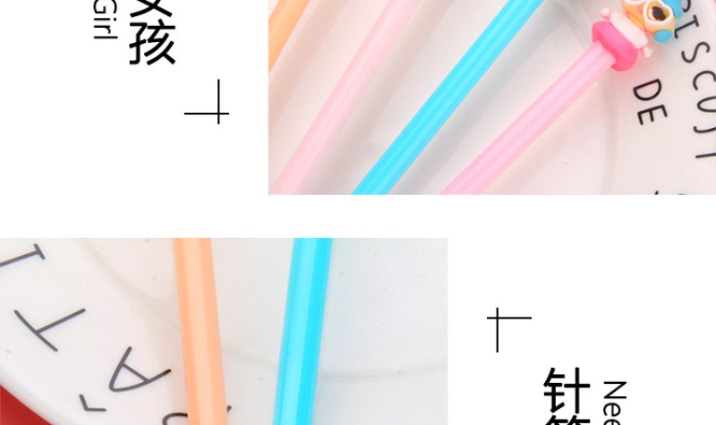 厂家直销新款卡通小女孩黑色中性笔学生学习文具批发可定制logo详情9