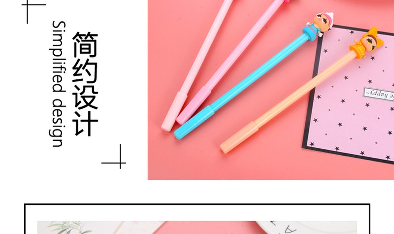 厂家直销新款卡通小女孩黑色中性笔学生学习文具批发可定制logo详情11