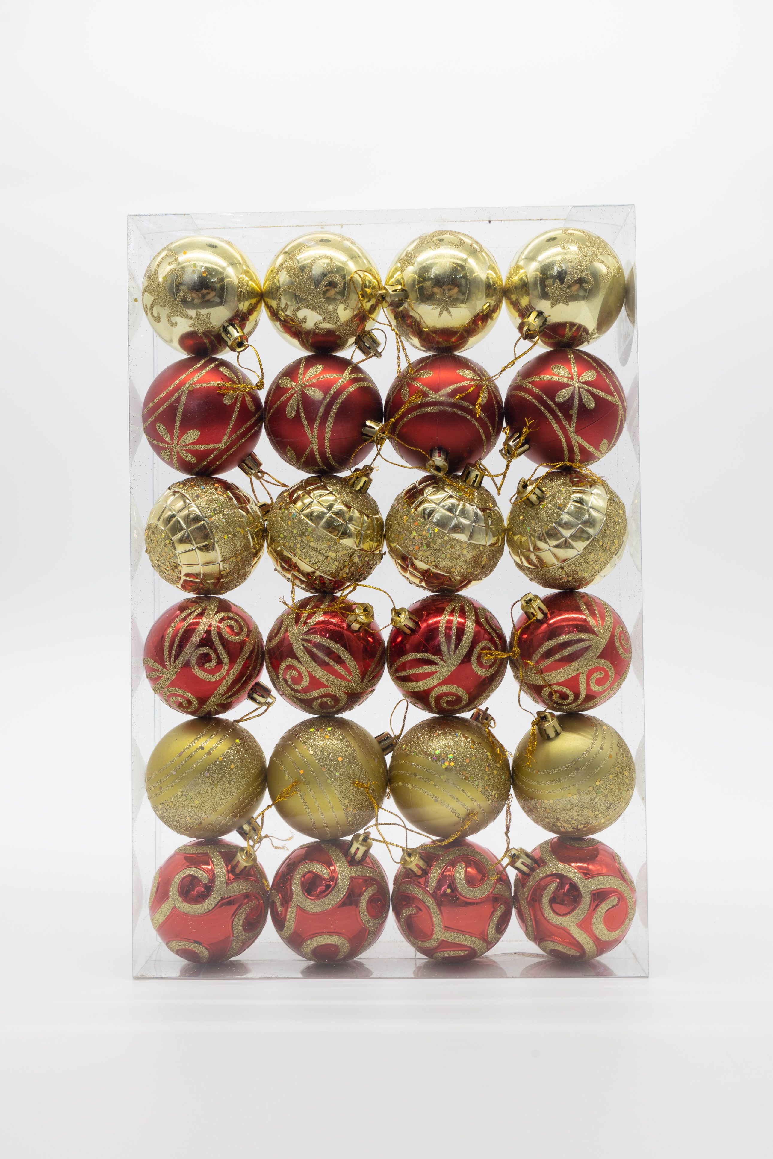 圣诞球彩球红金厂家直销圣诞节装饰品电镀光球哑光球粉球套装礼盒