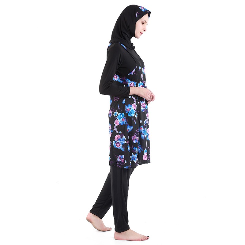 诗淇浴新款中东泳衣女保守遮肉防晒回族穆斯林泳装四件套Muslim批发长袖长裤游泳衣厂家直销详情3