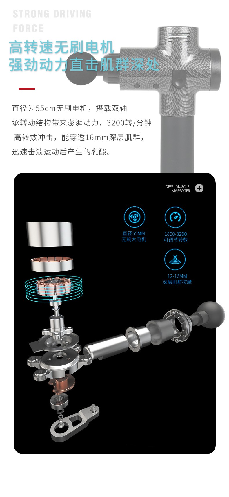 厂家直销可定制手提款电动筋膜枪肌肉放松器高频静音深层健身震动颈膜按摩详情图4