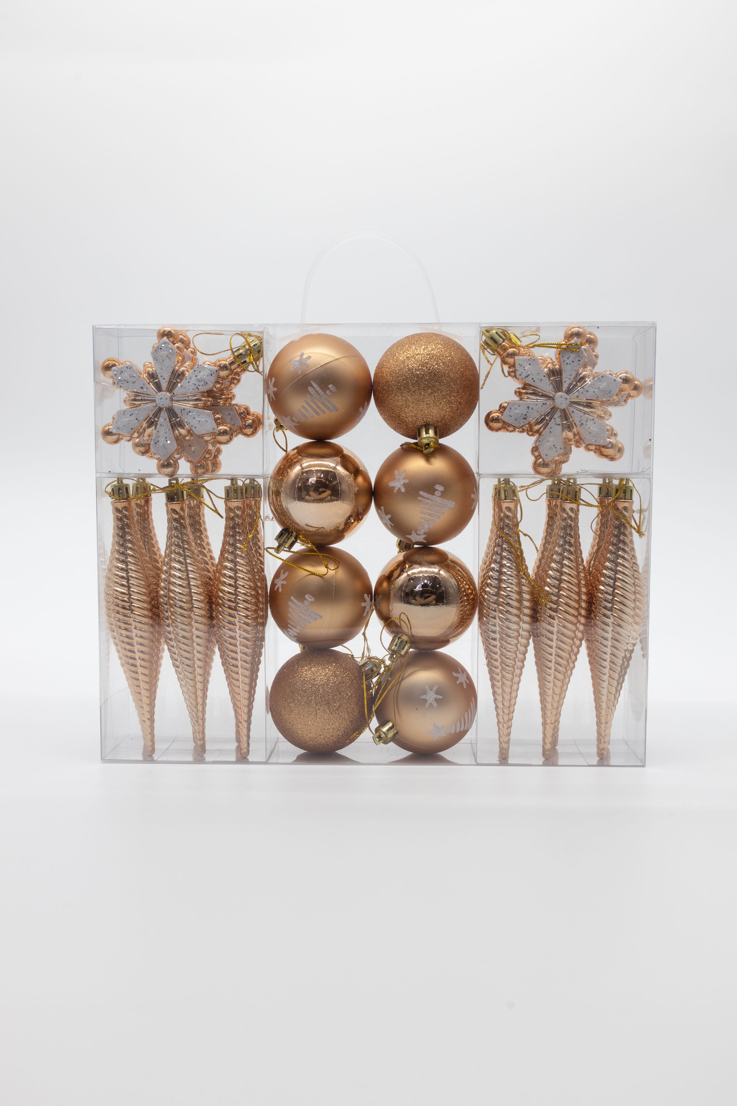 圣诞球彩球手提礼盒厂家直销圣诞节装饰品电镀光球哑光球粉球套装礼盒