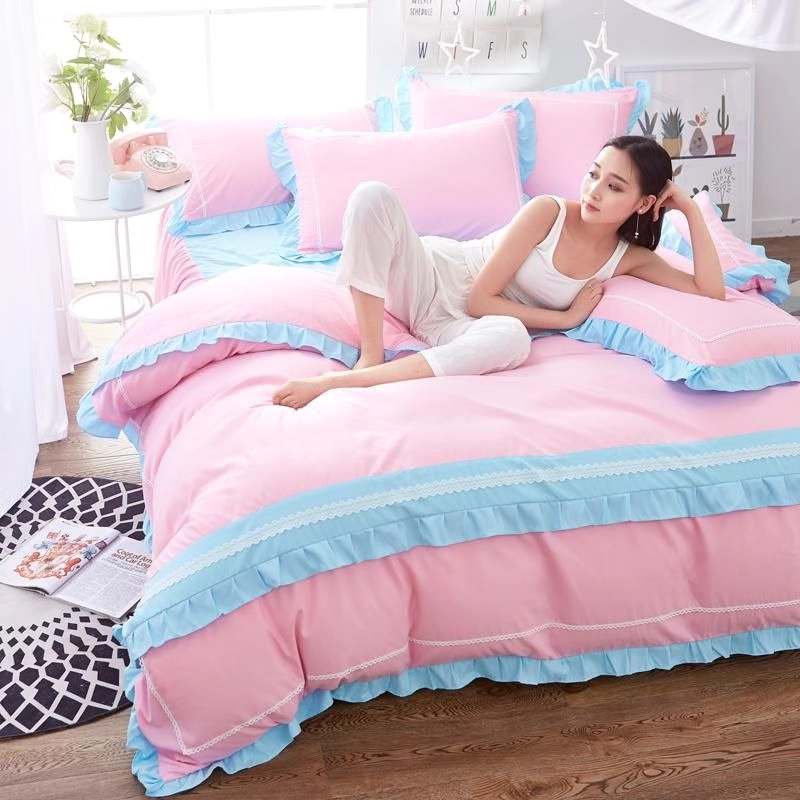 2021 new four-piece set with light pink and blue border