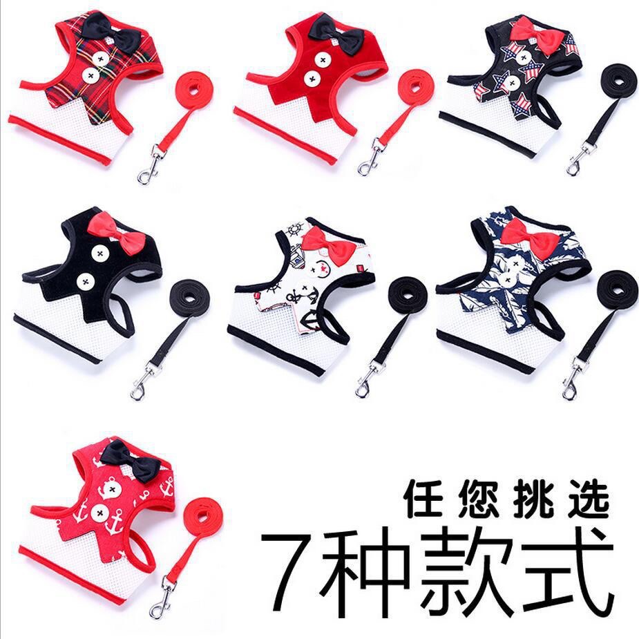 宠物用品背心式晚礼服蝴蝶结胸背衣透气时尚套装背心式宠物胸背带02