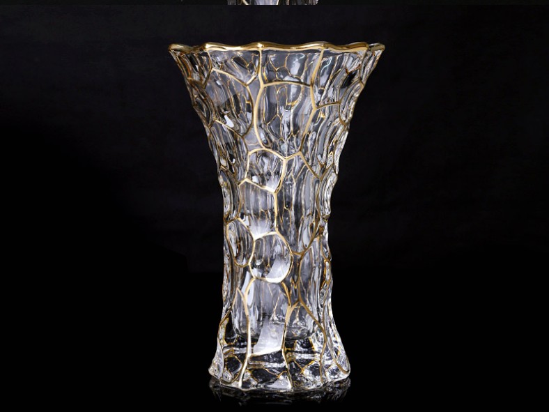 欧式创意现代客厅鲜花装饰摆件描金玻璃插花绽放透明花瓶详情图1