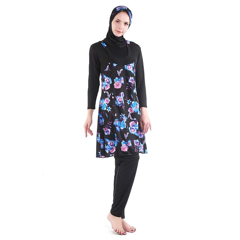 诗淇浴新款中东泳衣女保守遮肉防晒回族穆斯林泳装四件套Muslim批发长袖长裤游泳衣厂家直销详情1