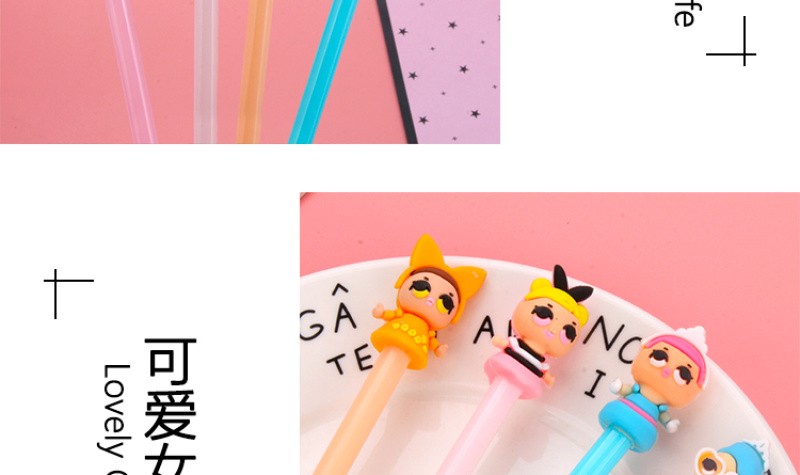 厂家直销新款卡通小女孩黑色中性笔学生学习文具批发可定制logo详情8