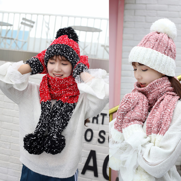 Winter Adult Hat, Scarf, Gloves And Hat Set Item Picture