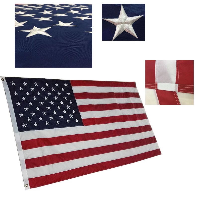 美国刺绣国定做尺寸3*5 英寸牛津布 防水白底实物图