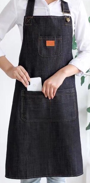 Denim fashion apron, hotel coffee shop, milk tea work apron Specification image