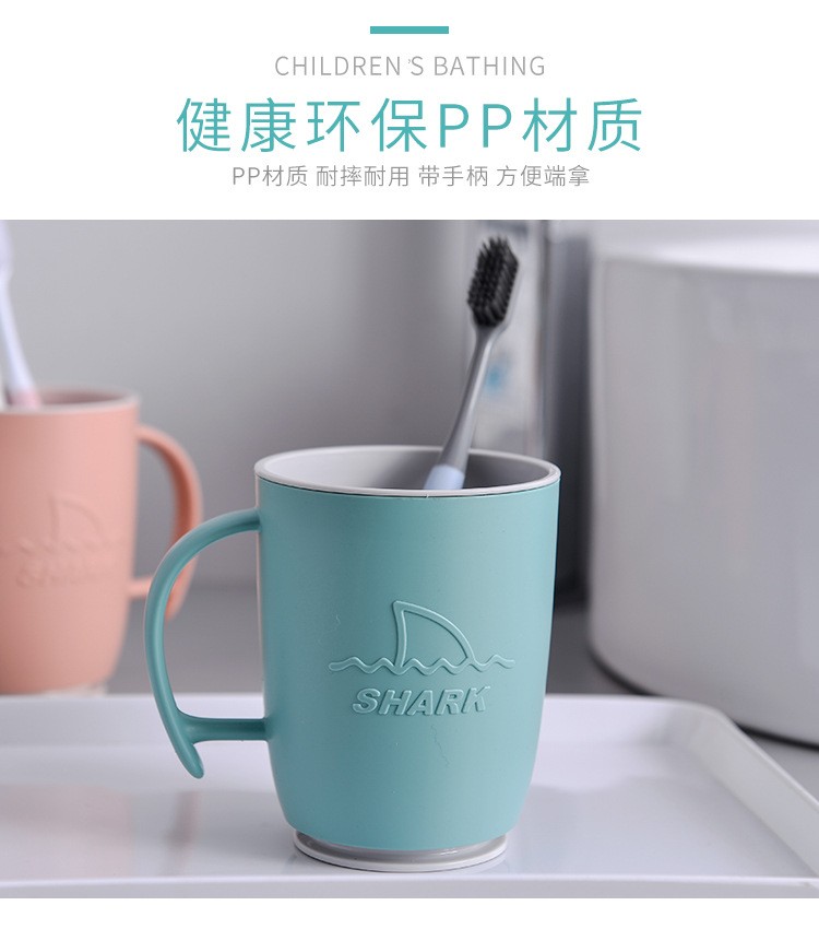 Household shark-patterned toothbrush, toiletry cup and mouthpiece detail image 2
