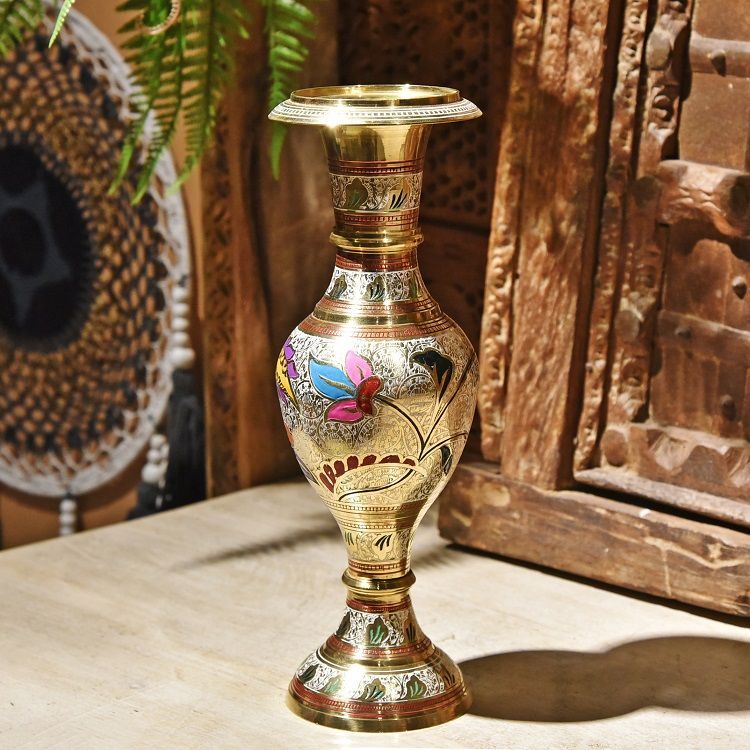 Hand-painted copper vases G style decorative vessels metal vases arranged flowers thumbnail