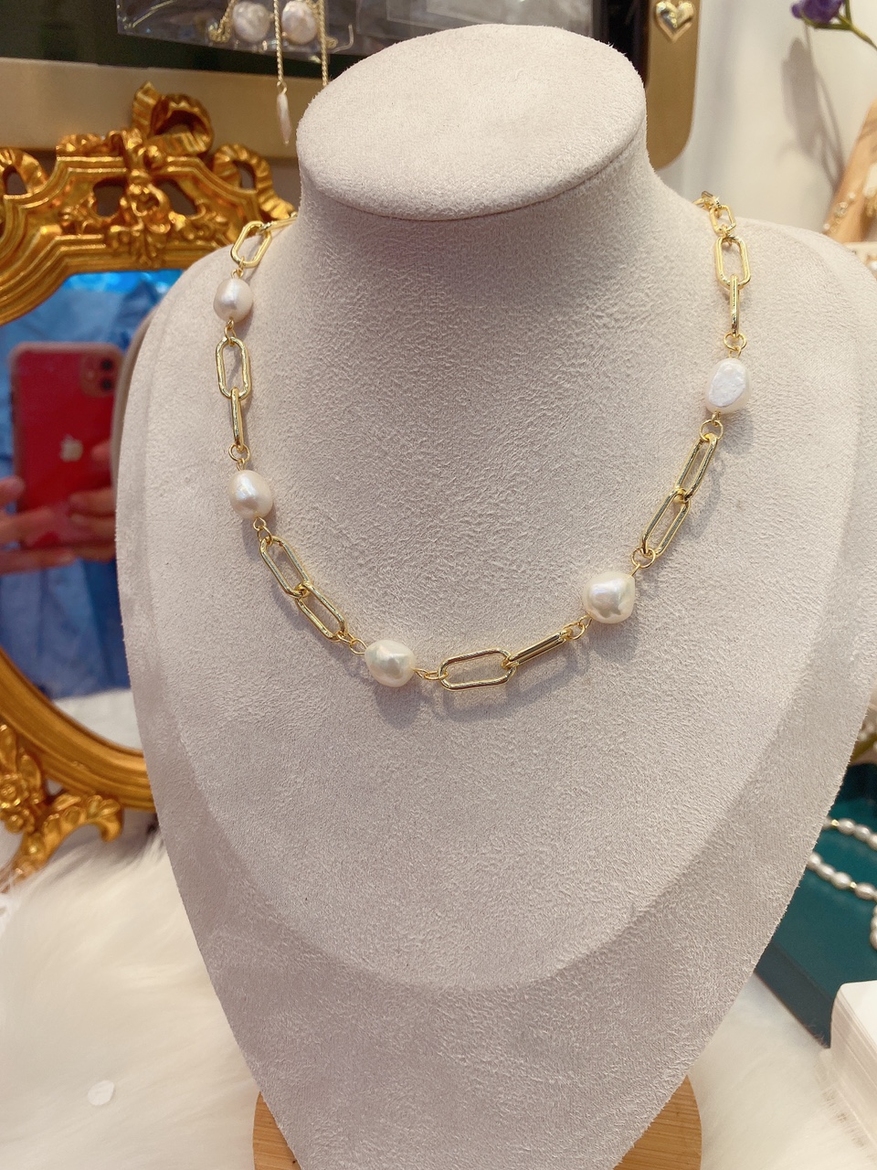 秋冬新款项链天然珍珠图