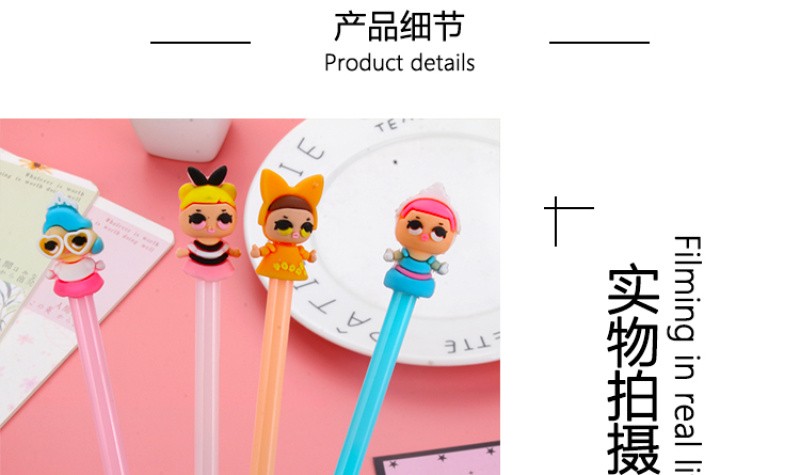 厂家直销新款卡通小女孩黑色中性笔学生学习文具批发可定制logo详情7