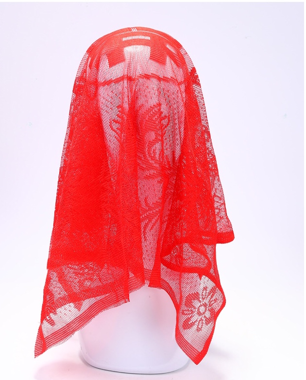 Polyester red festive scarf tassel hollow-out style scarf cover thumbnail