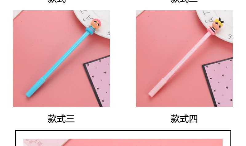 厂家直销新款卡通小女孩黑色中性笔学生学习文具批发可定制logo详情5
