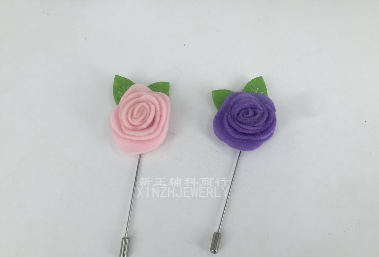 厂家直销韩版男士胸针山茶花款插式长针西服胸花直径约产品图