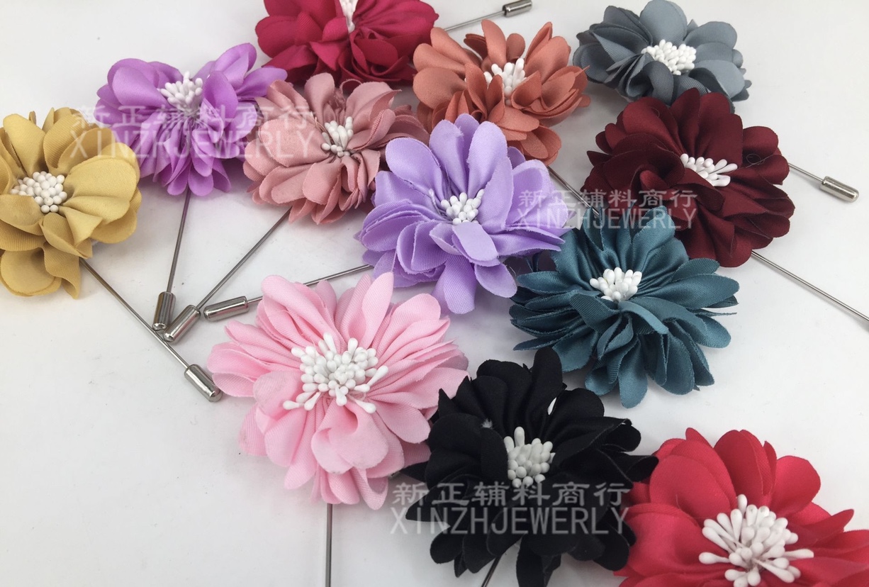 外贸淘宝天猫货源厂家直销高档呢绒布艺盘式插式长胸针产品图