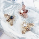 韩版合金水钻气质珍珠蜜蜂简胸针开衫衣饰配饰跨境昆虫胸花现货